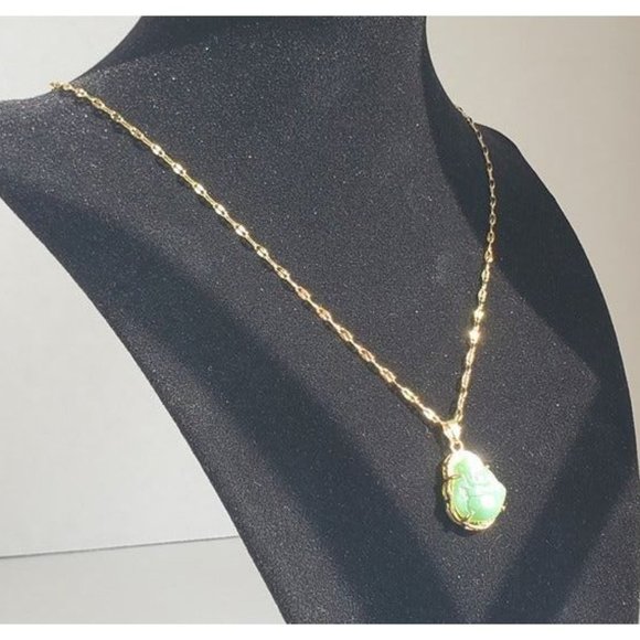14K Gold Womens Green Jade Buddha Necklace 1ct Diamond Jewelry 14 Karat Buddah - Picture 2 of 5
